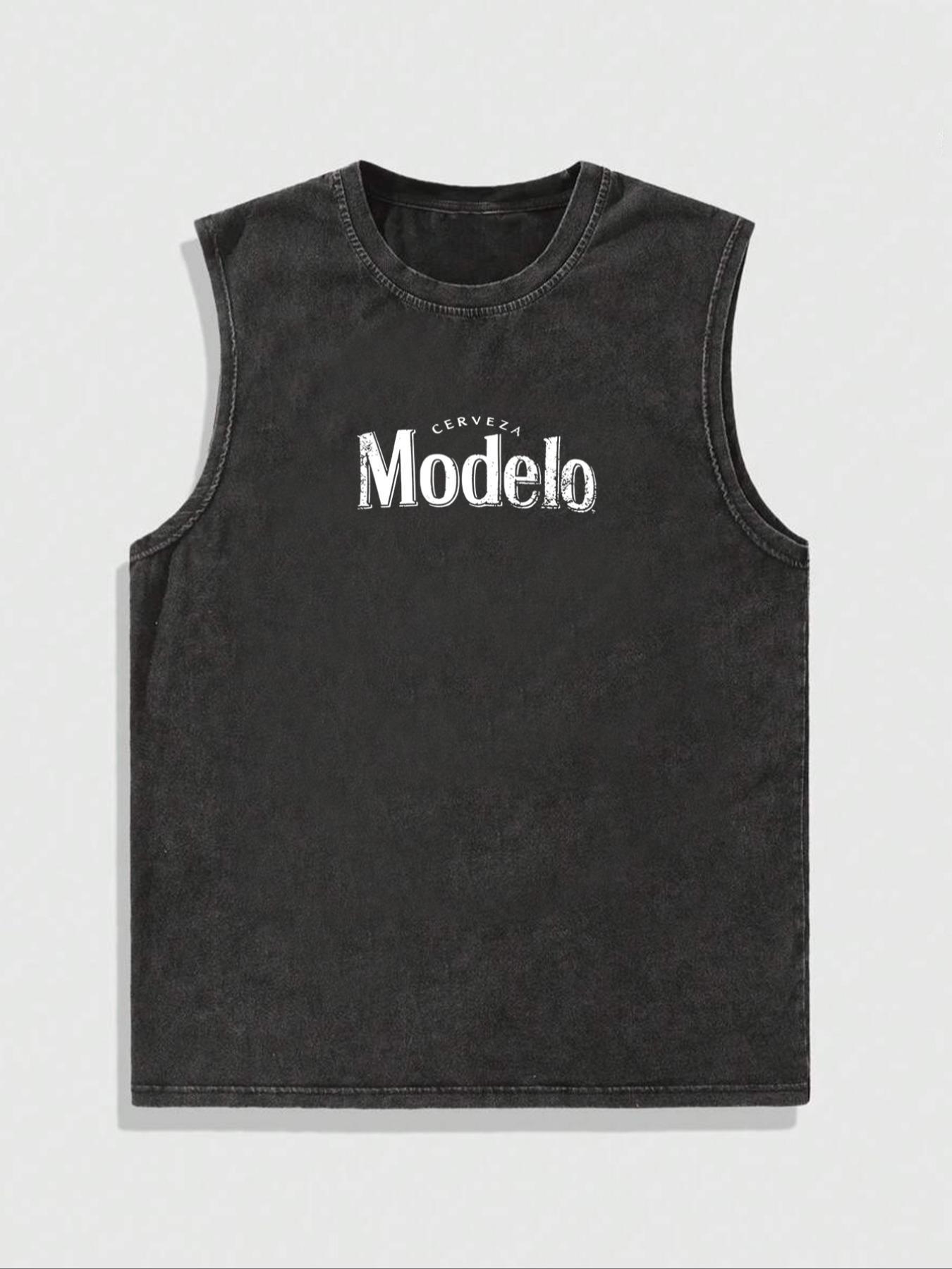 Men's Modelo Eagle Print Graphic Round Neck Stylish Tank Top, Loose Casual Street Sleeveless Top for Daily Wear, Menswear for All Seasons, Streetwear, Casual Slim Sleeveless, Vest Tank Top