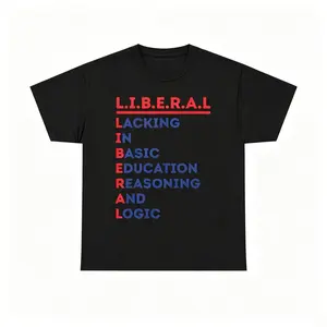 Men's Unisex Short-Sleeve Breathable Cotton T-Shirt - L.I.B.E.R.A.L Acrostic Political Humor Satire Tee, Casual Streetwear Retro Novelty Top, Unique Gift for Free Speech & Pop Culture Humor Lovers, Tshirt