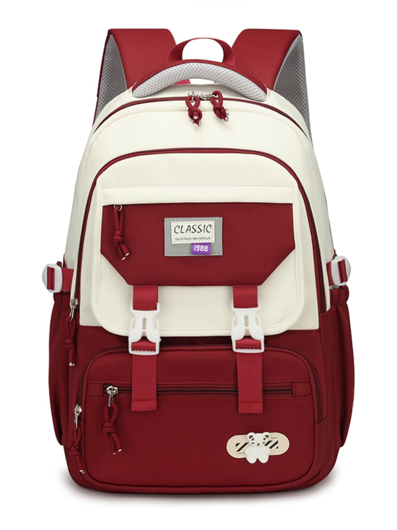 Colorblock Large Capacity Backpack, Casual Minimalist School Backpack for Women & Men, Fashionable Backpack for Daily Use for Boys & Girls