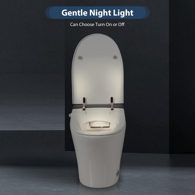 Heated Seat Smart Toilet with Foot Sensor Flush, Blue Night Light, Soft Close Cover, White Modern Bathroom Essential Heated Seat Smart Toilet with Foot Sensor Flush, Blue Night Light, Soft Close Cover, White Modern Bathroom Essential