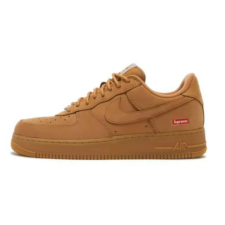 Supreme x Nike Air Force 1 Flax Low-Top Sneakers for Men and Women Verifiable, with credentials and supporting global authentication