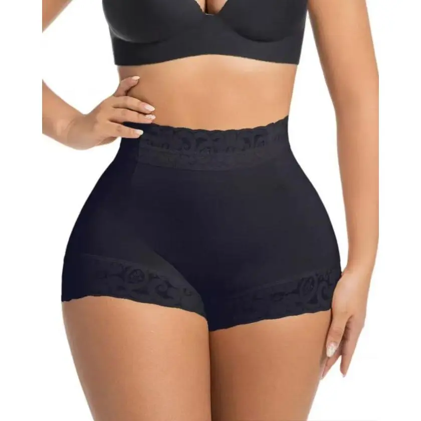 Lace High Waist Tummy Control Shapewear Boy Shorts Butt Lift Slimming Underwear Anti Roll Down Body Shaper