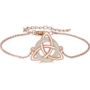 Celtic Knot Bracelets 925 Sterling Silver Trinity Knot/Love Knot Bracelet Irish Jewelry Gifts for Women