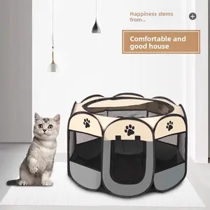 Foldable Pet Playpen for Indoor Use, Portable Octagon Puppy Playpen with Zippered Mesh Panels, Lightweight Pet Exercise Pen for Puppies, Kittens and Small Dogs, Ideal for Play, Rest and Whelping Setup