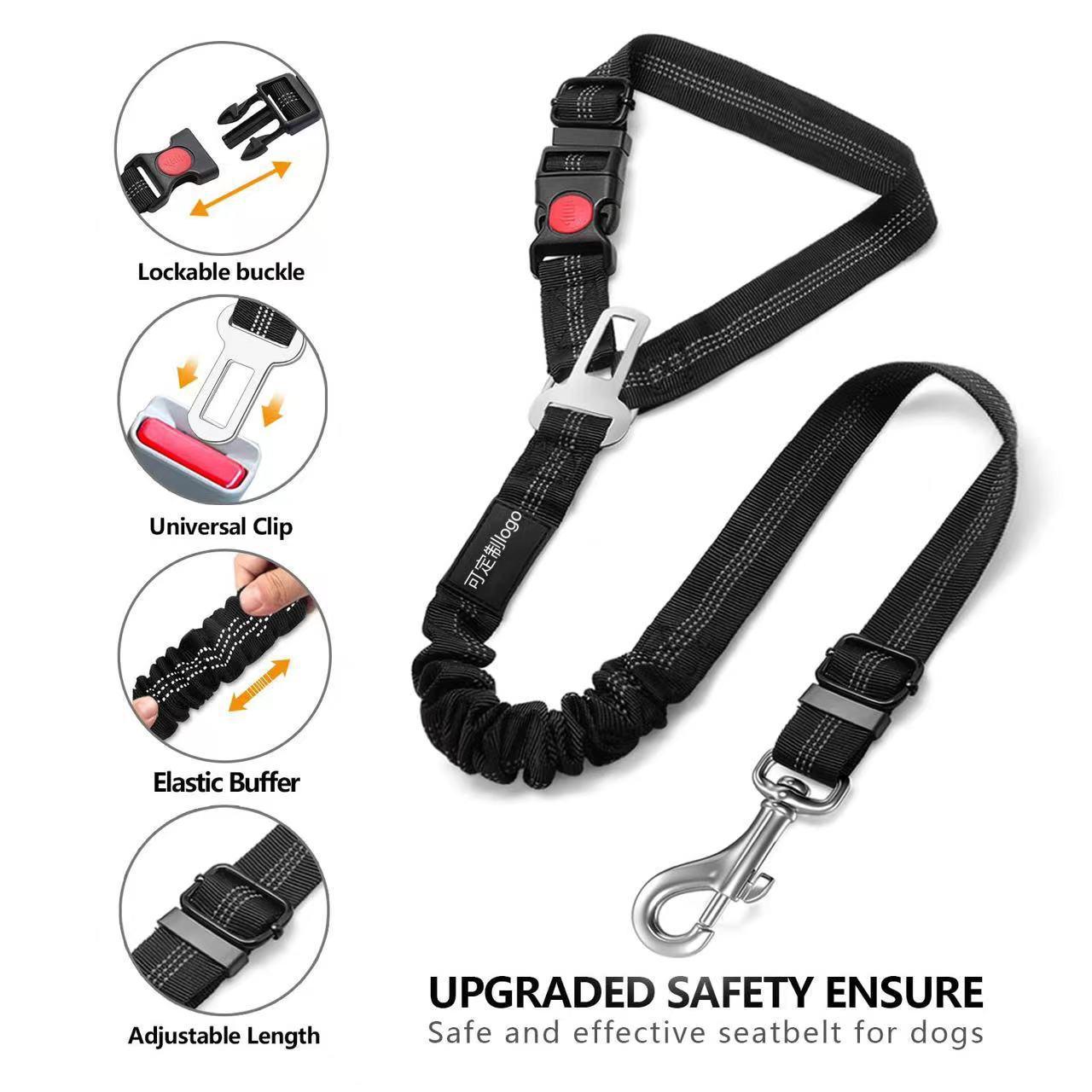 Pet Car Safety Belt, Multifunctional Elastic Retractable Leash for Medium & Large Dogs, Anti-Pull Walking Lead
