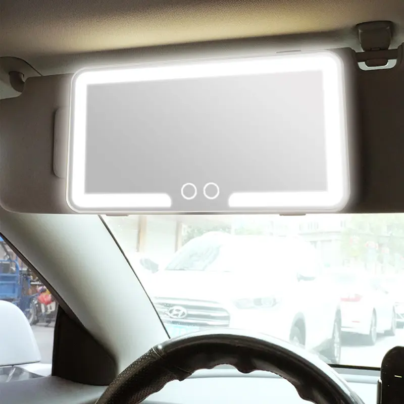 Car Sun Visor Makeup Mirror, LED Touch Screen Adjustable Brightness Auto Interior Makeup HD Mirror, Rechargeable Vanity Mirror,girly car accessories,car stuff Multifunctional Car Led Car Smart Display