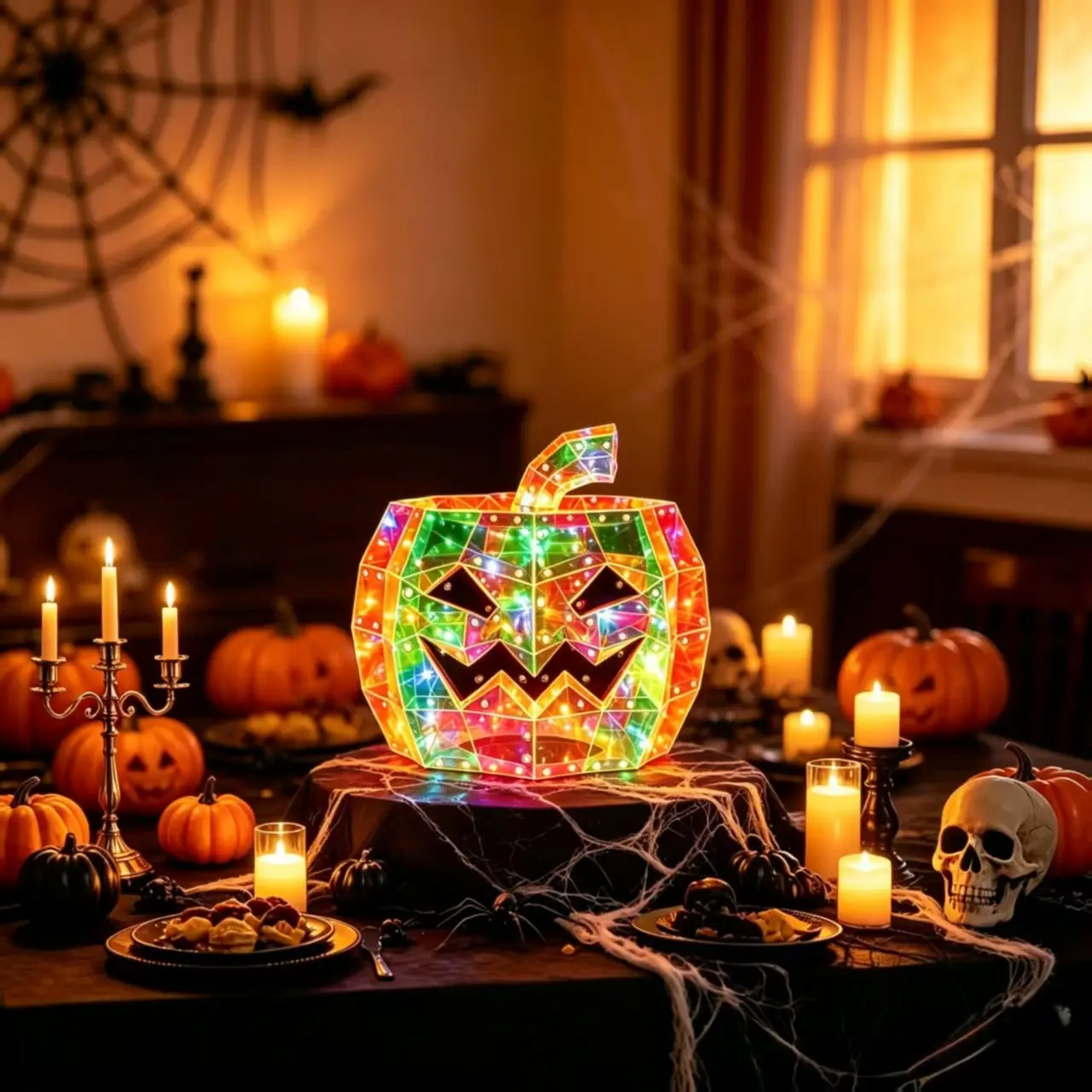 LED Color-Changing Pumpkin Halloween Party Decor, Glow-In-The-Dark Pumpkin Tabletop Decoration, Indoor Outdoor Halloween Scene Setter