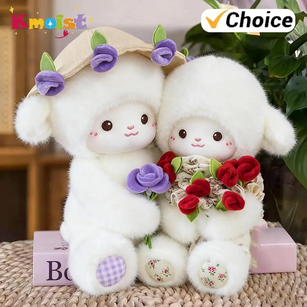 2026 hot item 30/45Cm Cute Rose Little Lamb Plush Toy Adorable Doll Stuffed Soft Sheep Flower Valentine's Day Gifts for Girlfriends Home Decor