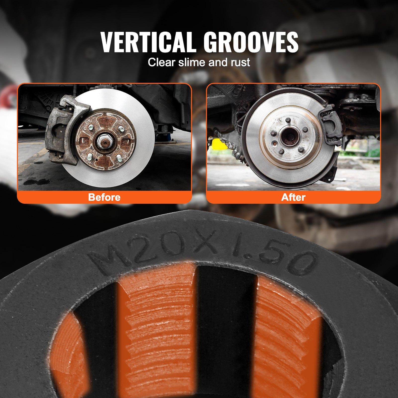VEVOR 10-Piece Axle Spindle Thread Chaser Set, Metric M20 M22 M24 and UNF 13/16" 3/4" Thread Restorer Tool, Rethreading Tool Kit with Extension Bar, Hex Wrench, Storage Case, for Damaged Axle Spindles