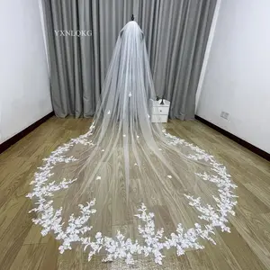 3m Cathedral Wedding Bridal Veil Soft Lace Ivory White Veil with Comb Veu Velo Noiva Wedding Accessories 3m 4m 5m Customizable V