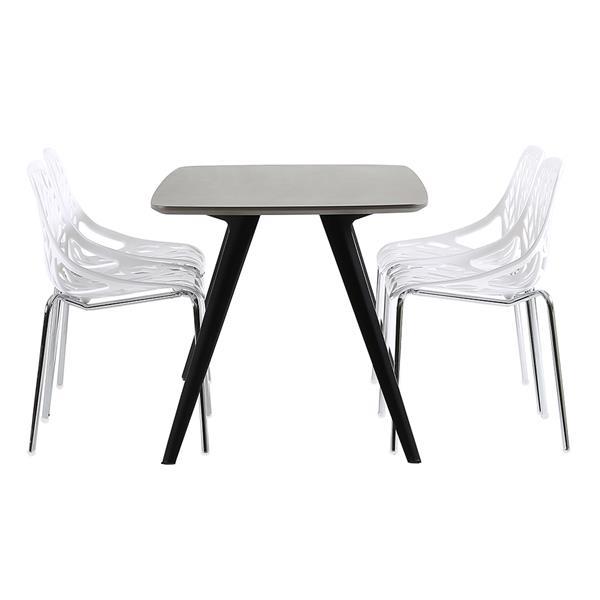 4pcs Modern Stackable Chair Set of 4,Kitchen White Dining Chairs,Birch Sapling Comfy Chairs for Dining Room,Living Room,Waiting Room (White)