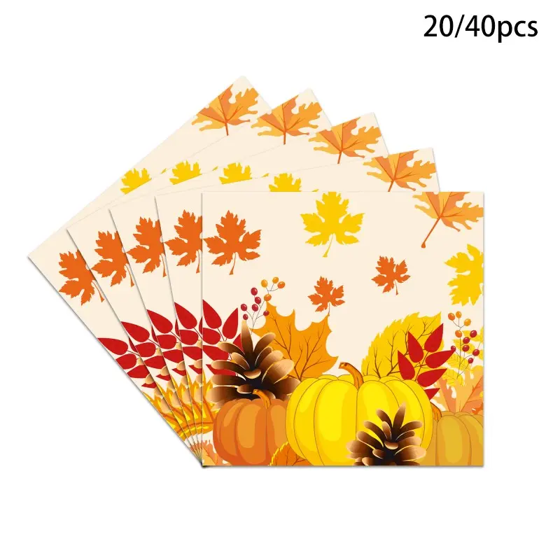 Thanksgiving Party Napkins, Pumpkin Maple Leaf Acorn Fall Festival Paper Towels, Holiday Gifts Home Decor, Indoor Outdoor Decoration