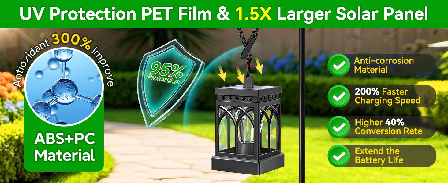 4 Pack Solar Lanterns Outdoor Waterproof, Brighter Hanging Solar Lantern Lights for Outside, Auto ON/Off Lanterns Decorative Outdoor for Garden Table Yard Path Tree Patio Lawn Decor, Gifts