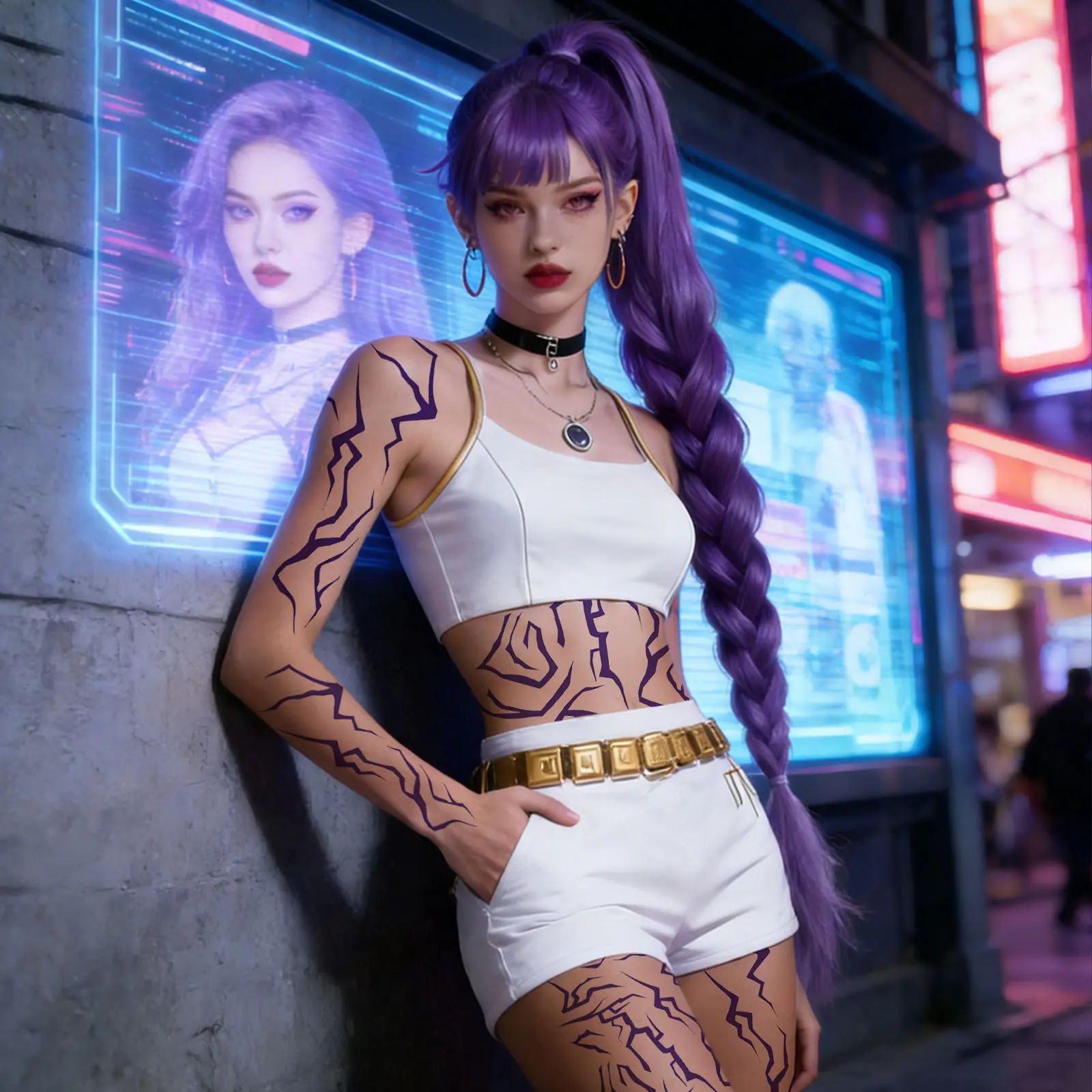 4-Pack Cyberpunk Crack Texture Temporary Tattoo Stickers - Waterproof, Sweatproof Body Art for Scar Covering, Sports & Outdoor Accessory Use