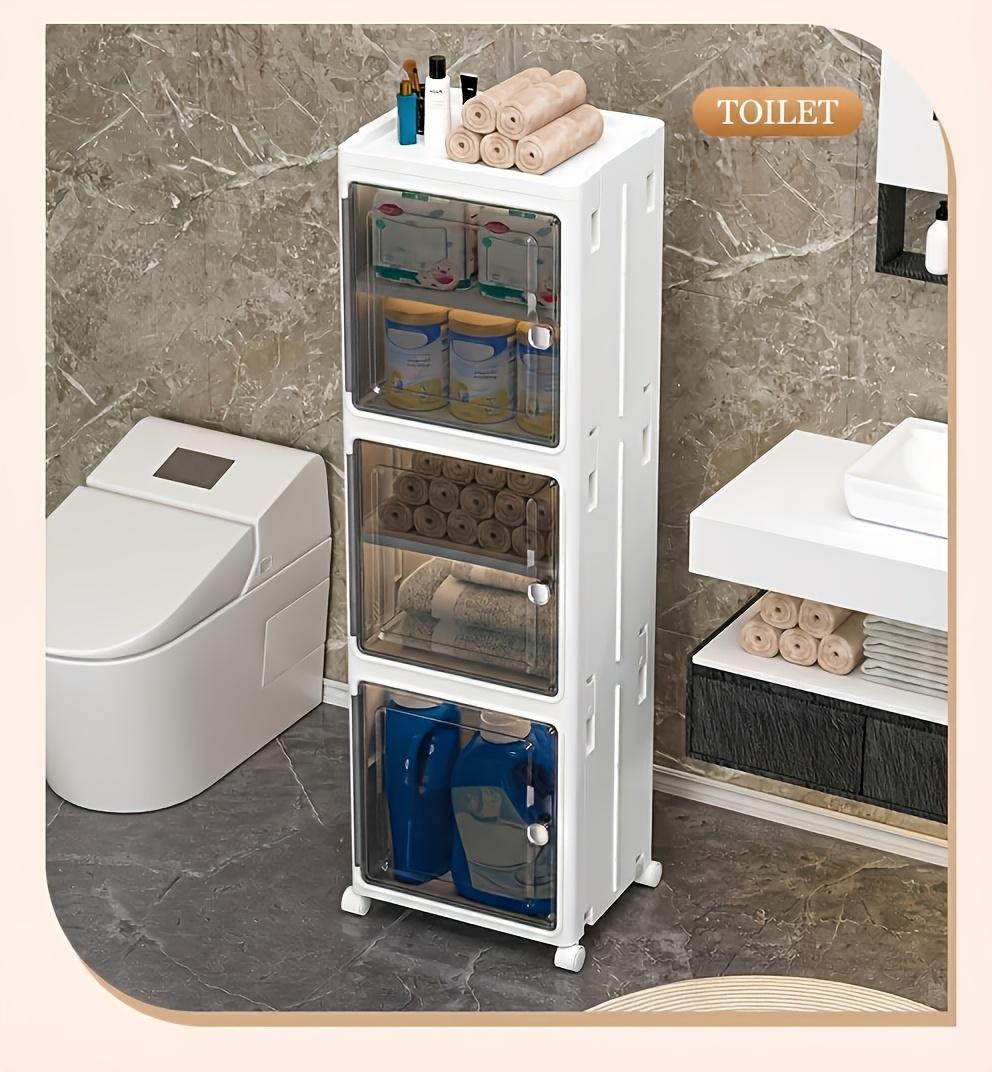 Naviconvex 8.7/12.6 Slim Storage Cabinet with Doors, 2-5 Tier Narrow Space Organizer, Large Capacity Freestanding Bathroom Kitchen Laundry Room Storage Solution