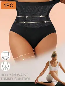 High-waisted, anti-roll, seamless compression shapewear leggings (brief-style/shorts length)—suitable for yoga, sports, cycling, and fitness; gym accessories; tummy-control waist cincher/shapewear; black, spring style.