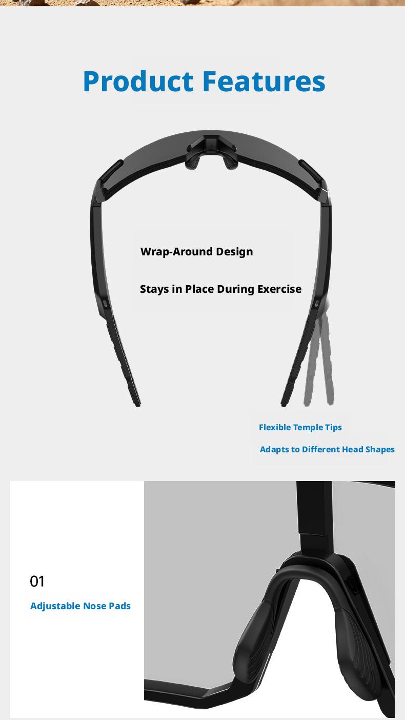 AI color-changing glasses, smart Bluetooth audio glasses, two-in-one headset, windproof goggles for cycling, outdoor sports cycling glasses