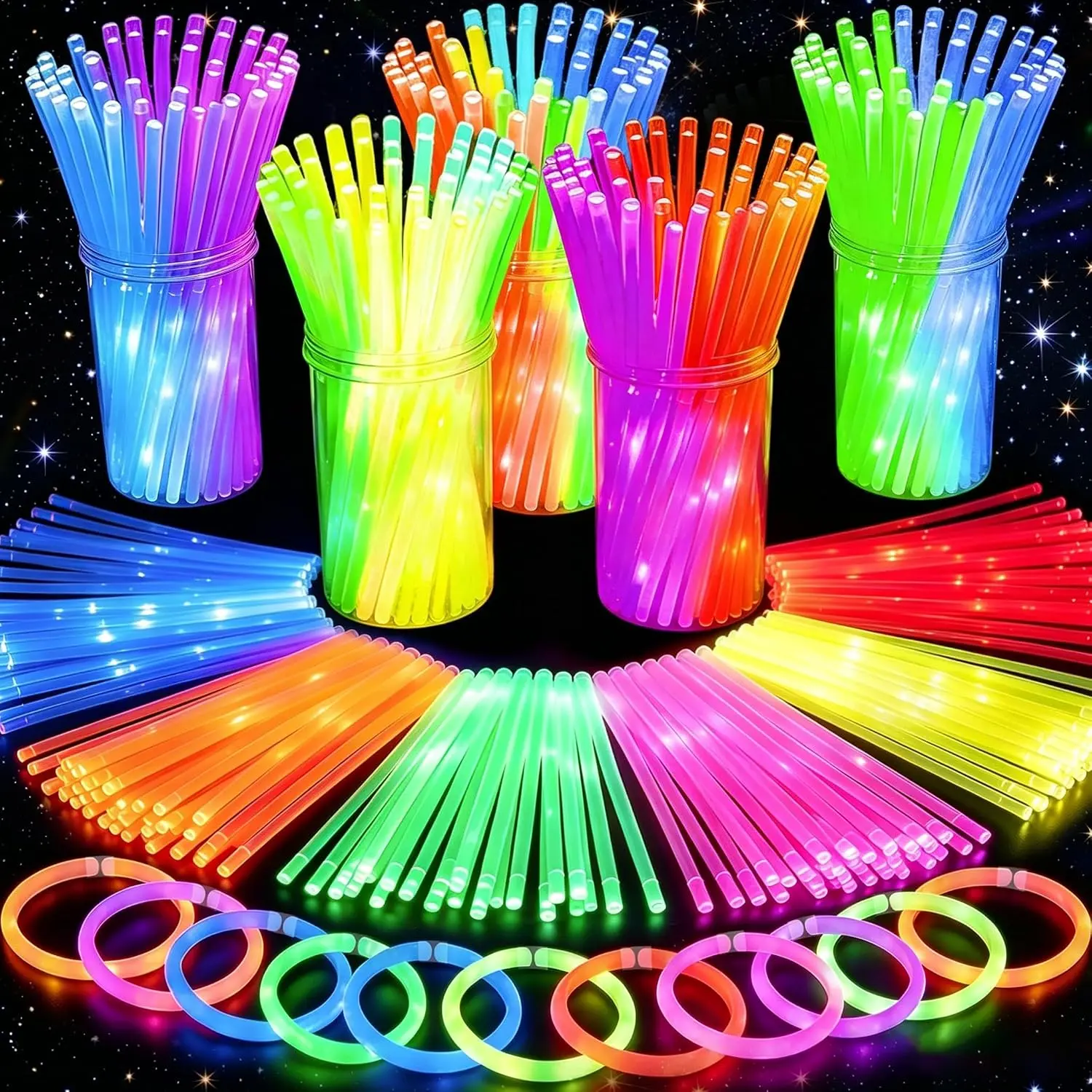Halloween Essentials 240 Pack Glow Sticks Bulk Party Pack, 8" Glow Bracelets & Necklaces with Connectors, Ultra Bright 14-Hour Glow in The Dark Party Supplies, Neon Party Favors for Birthday 4th of July Pool Party Events,ropa,fitness,teck,wrap