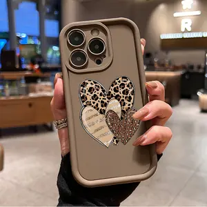 Brown High Bamboo Leopard Heart Design Phone Case for iPhone 17 16e 16 15 14 13 12 11 Mini Pro Max Air X XR XSMAX 8 7 Plus Shockproof Matte Back Cover Fashionable Smart Phone Protective Shell Daily Use Case UV Printed Creative Design Gift for Fashion Musi