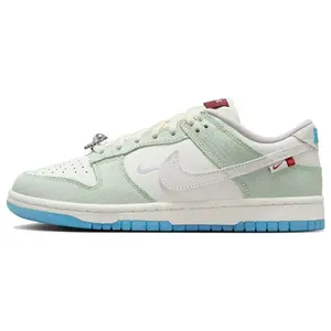 Nike Dunk Low LX Women's Slip-Resistant Low-Top Sneakers in White and Cactus Green Verifiable, with credentials and supporting global authentication