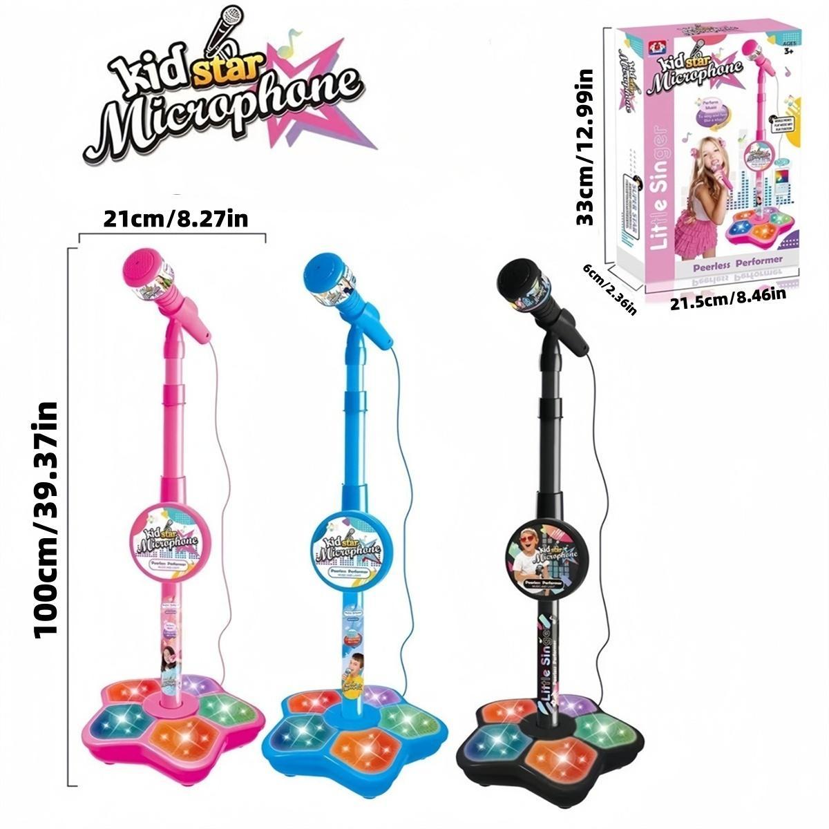 Microphone Toy with Super Colorful Lights, Unisex Singing Mic with Stand, Role Play Music Enlightenment Educational Toy