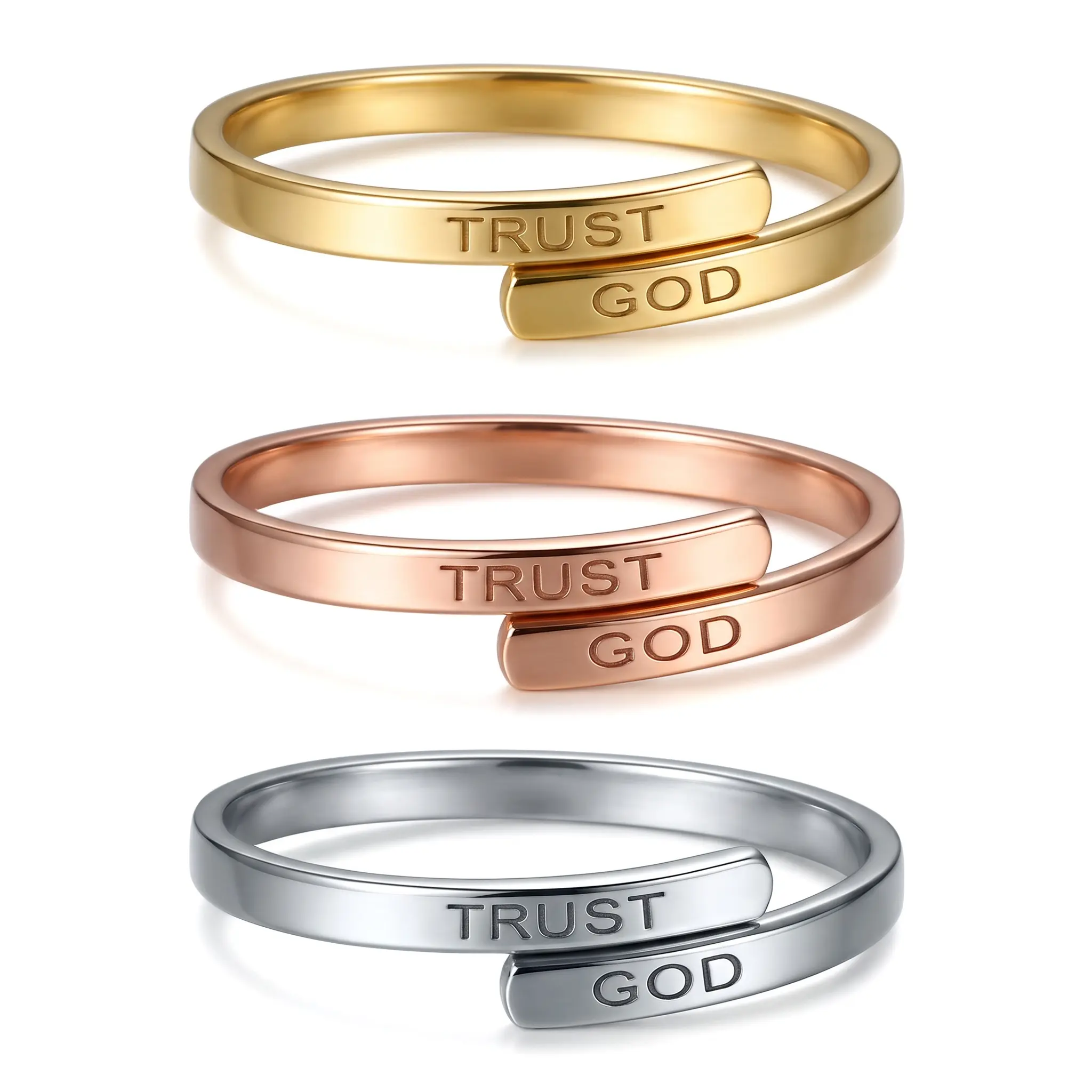 Minimalist Open Ring For Women Couples Everyday Wear Adjustable Titanium Steel Plain Band Simple Sleek Design Cute Gift Idea Smooth Finish Comfortable Fit Durable Material Vacuum Treated