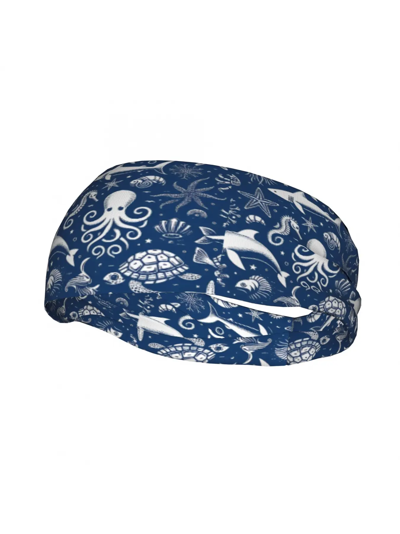 for swimming & water Sports Hygroscopic ( Sweat-Wicking) Headband - Aquatic Animal Grid with Fish/ Patterns, Swim Compatible Exercise Hair Accessory for Competitive & Recreational Swimming