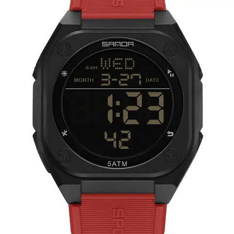 SANDA Multifunctional Sportive Digital Watch, Fashionable Digital Watch, Fashion Wristwatches, Waterproof Wrist Watch, Waterproof Watches, Blue Band, Electronic Movement, Waterproof Silicone Strap, Sporty Style, All Seasons Wear