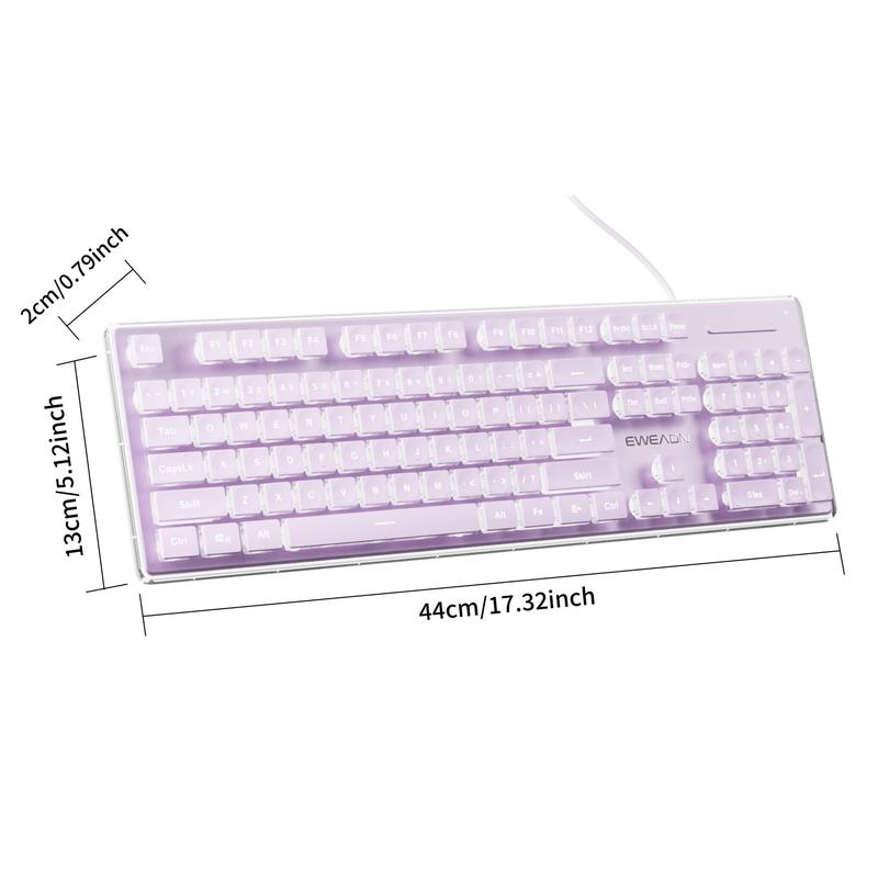 Wired Gaming Keyboard, Mechanical Keyboard with Backlit, Portable Ergonomic Slim Design Keyboard for Windows/Laptops, Lighted Mechanical Keyboard