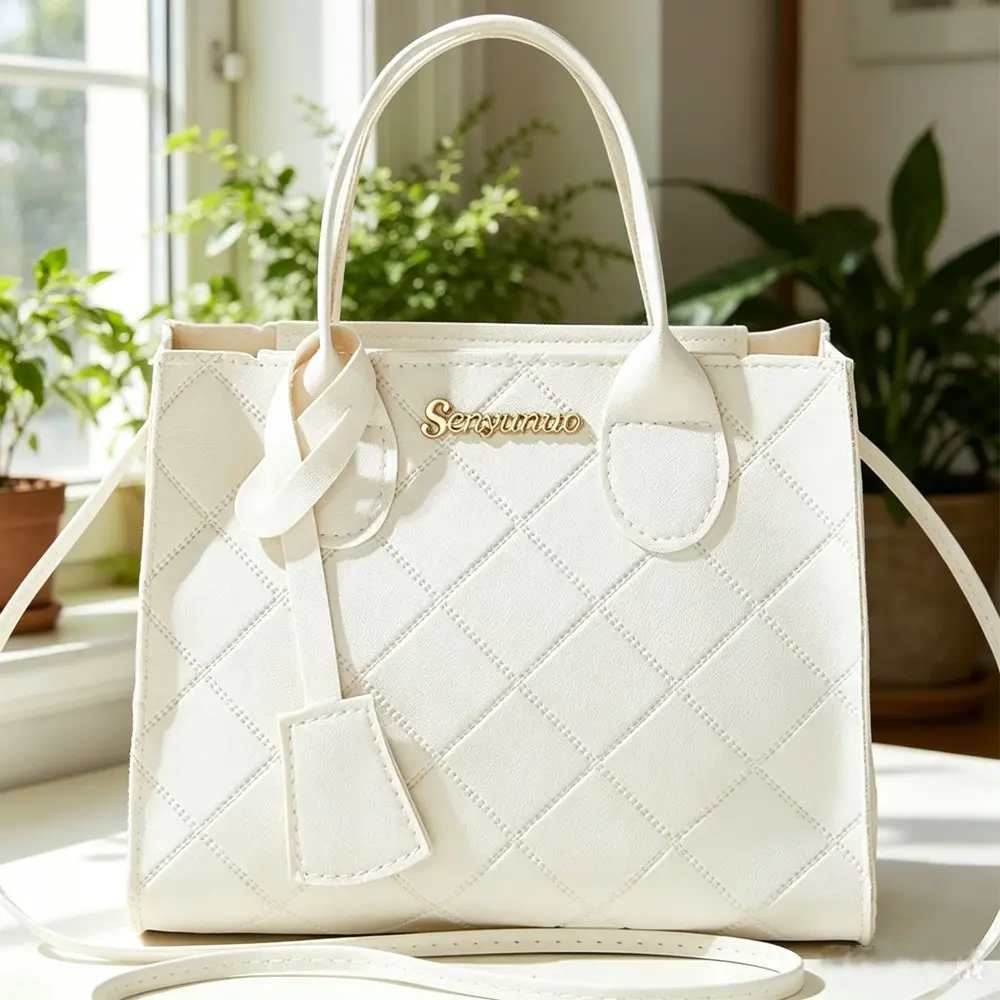 Women Quilted Tote Bag Large Handbag with Shoulder Strap, Elegant Structured Purse for Women, Fashion Crossbody Shoulder Bag, Minimalist Everyday Work Bag for Shopping, Travel and Casual Outfits