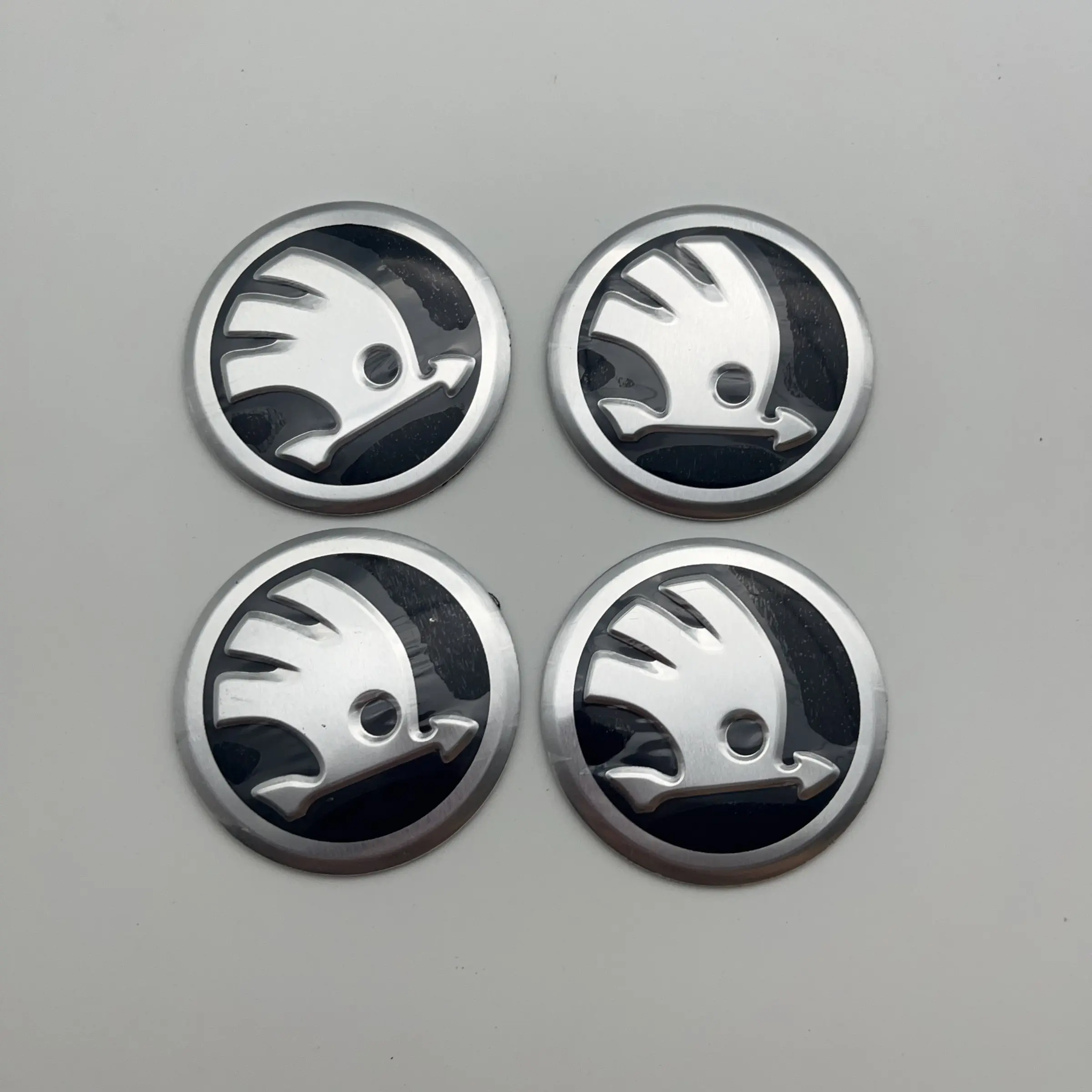 4pcs Skoda Wheel HUB Cap Stickers, Car Modification Tire Center Cover Emblem 56mm, Wheel HUB Decal Decorative Sticker, Automotive Decals