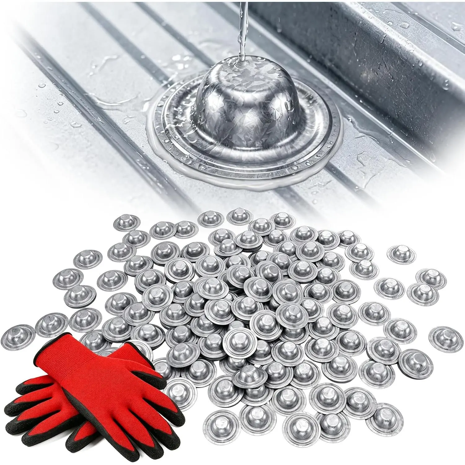250 Pack Metal Roof Screw Caps, Galvalume Screw Covers caps for Roofing, Rustproof &  Screw  Caps, Seal Over Existing Screws,  for Roof, Siding & Construction (with Gloves)