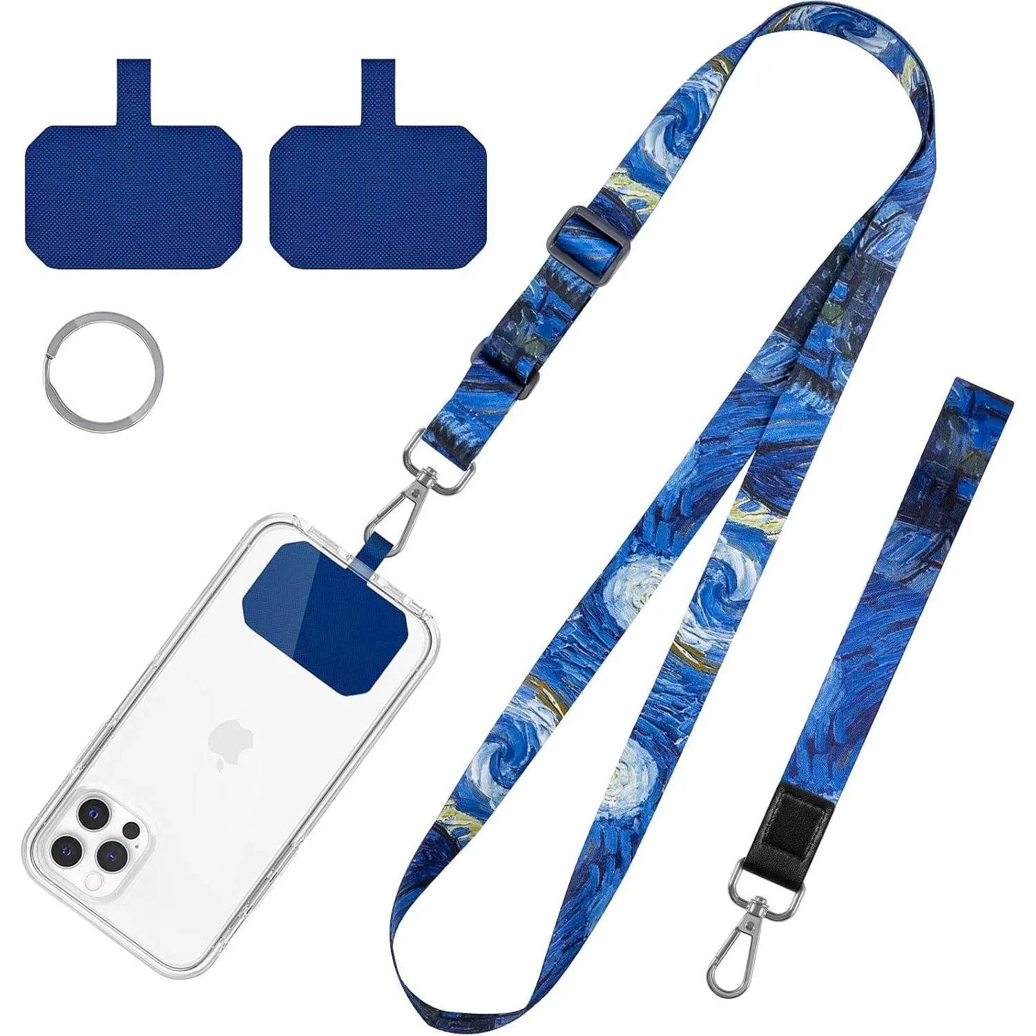 Phone Lanyards, Wrist Lanyards for , Adjustable   Strap, Crossbody Cell Phone Lanyard for ID Badges,Card Holder,  Key, and  Smartphones ( Night)