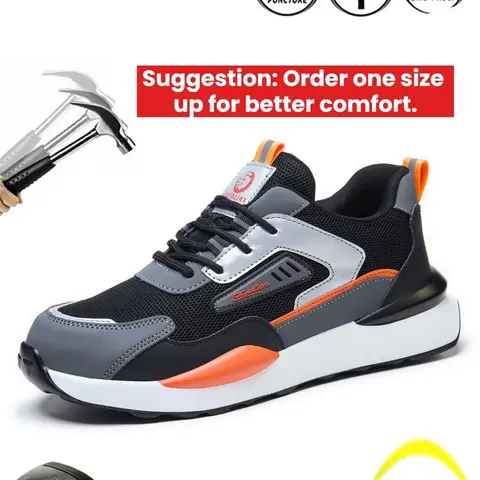 Men's Patchwork Lace-Up Low-Top Safety Shoes, New Breathable Comfortable Anti-Slip Work Shoes, Anti-smash and Anti-puncture Safety Shoes for Men, Valentine's Day Gift for Men