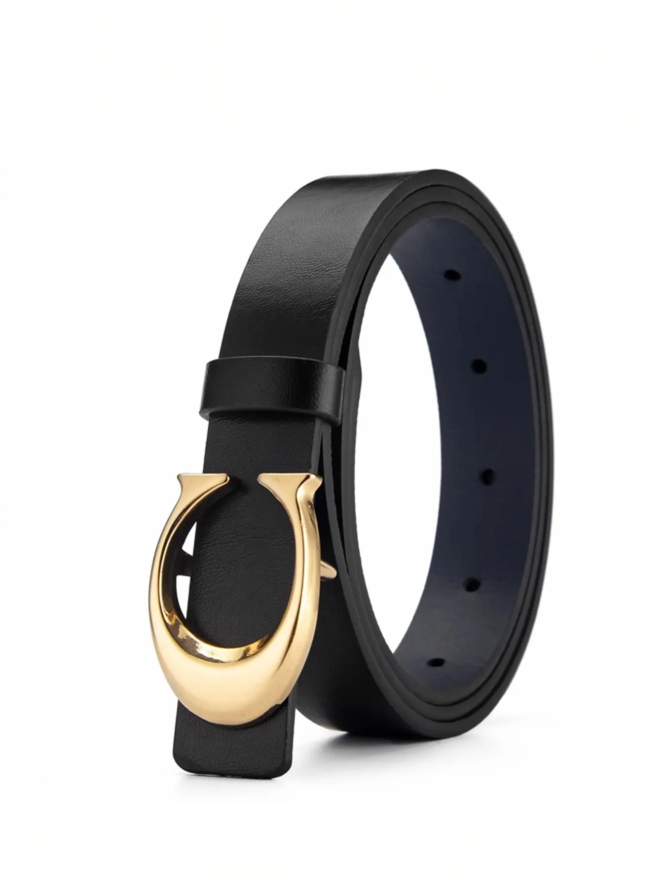 French Simple Style C-Shaped Buckle Genuine Leather Thin Belt for Women, Commuter Suit Shirt Decoration Waistband, Fashion Accessory