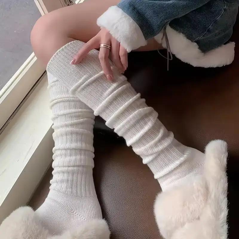 2026 New Arrival 5 Pairs Women’s Thick Calf Socks – Slim Fit Solid Color Side Stripe Soft Stretchy Winter Boot Socks, TikTokShopBlackFriday Christmas