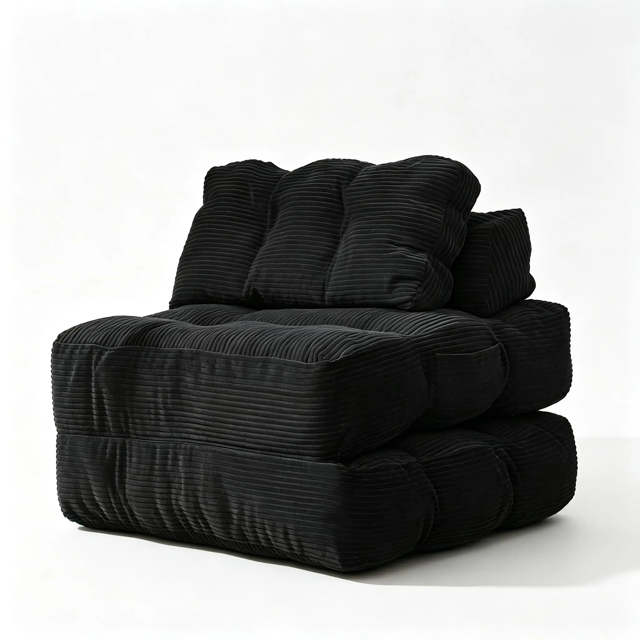 Garvee Sofá Cama Plegable Convertible 3 En 1 - Cama Individual con Respaldo y Almohada - Tapizado De Poliuretano con Botones y Pana Ancha - Sofá Portátil para Sala De Estar o Dormitorio
