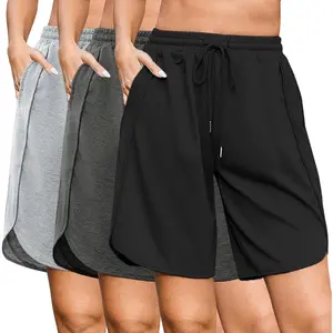 Quenteen Women’s High Waisted Bermuda Sweat Shorts 9 Inch Loose Lounge Shorts with Pockets