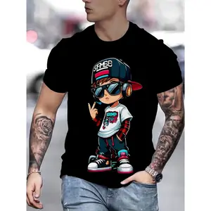180gMen's Novelty 3D Digital Print Short-Sleeve T-Shirt