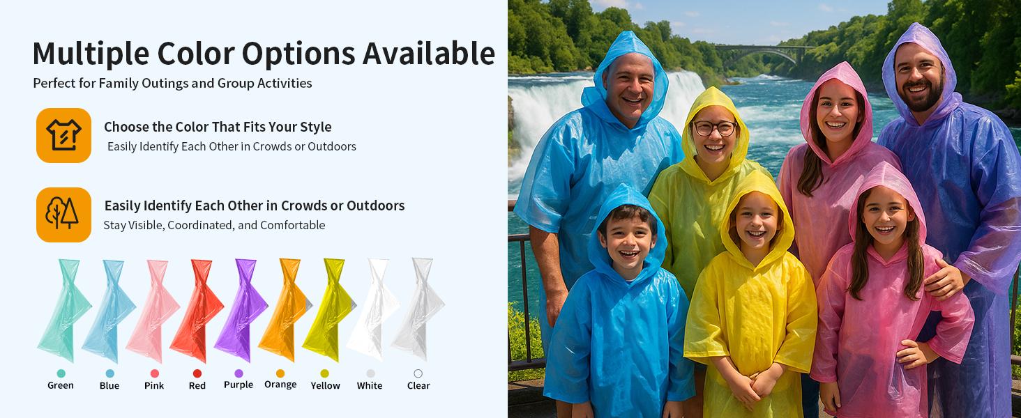 Rain Ponchos for Adults - Extra Long Emergency Poncho with Hood, 6/12/24 Family Pack Raincoat, Home Survival Kits