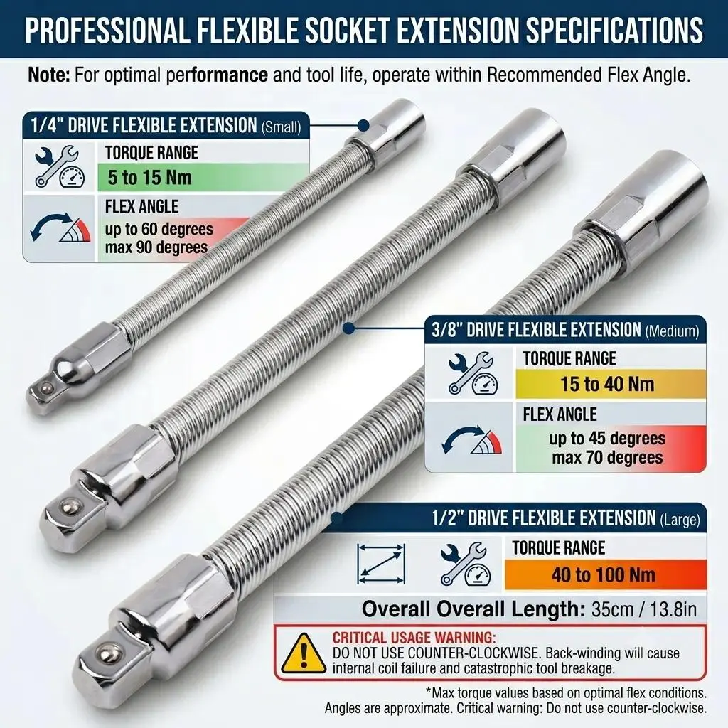 1/2 Inch 35cm Multifunctional Socket Wrench Set - 3 Bendable Shafts, Wrench Extender, Connecting Rod - Work Tools, Car Repair Tools, Cars Accessories, Car Stuff, Field Mechanic Tools for Home Use,father'sdaygifts
