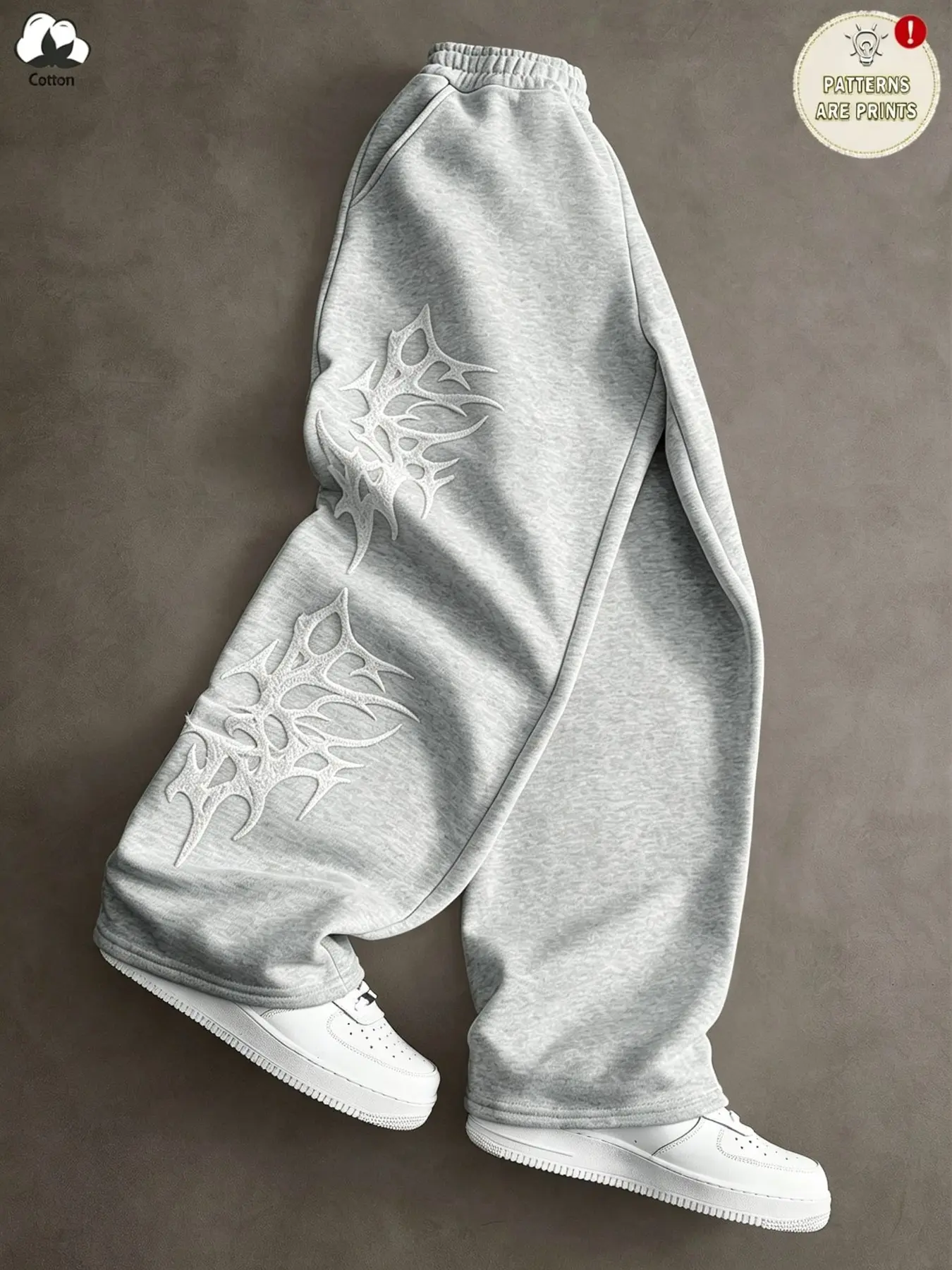 Unisex Multi-Color Double Gothic Thorn Font Print Wide Leg Sweatpants Elastic Waist Dark Streetwear Casual Baggy Pants
