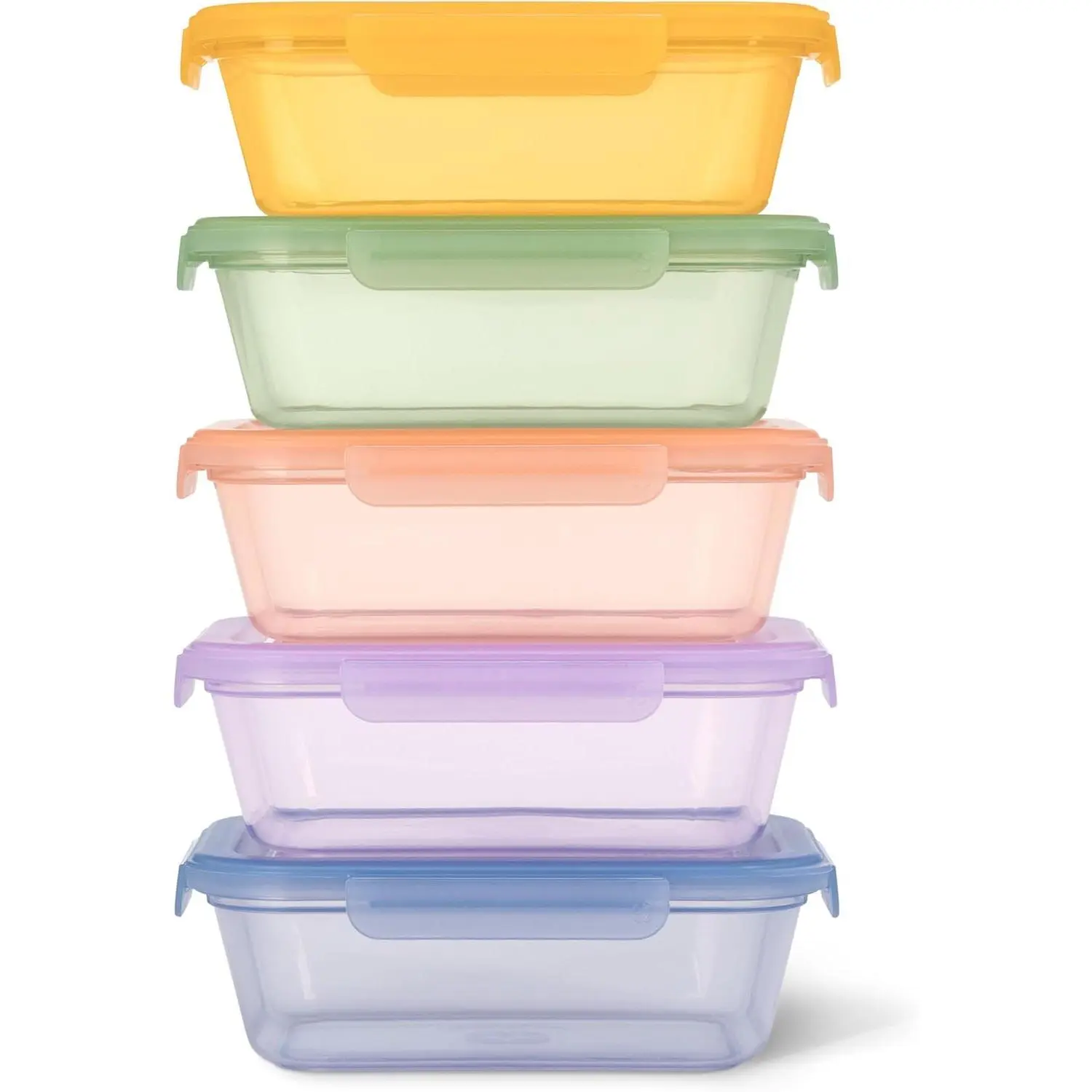 Snap & Nest 10-Piece 4.5 Cup Plastic Meal Prep Set, Reusable Food Containers for Healthy Eating, Freezer, Dishwasher Safe, Cactus Blooms