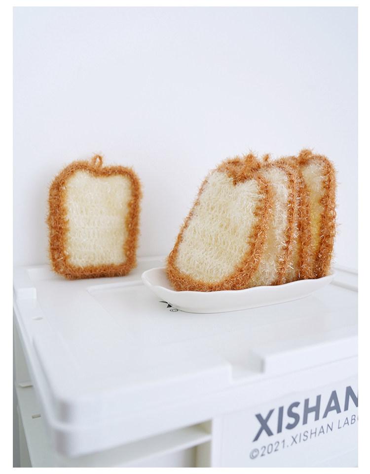 [3-Pack] Korean-style simulated avocado dishcloth, simulated toast bread dishcloth, simulated garlic head non-greasy cleaning cloth, easy to clean and lint-free household items