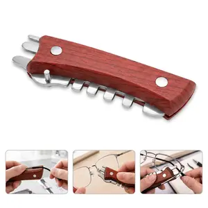 Wooden Eyeglasses Adjustment Tool, Multifunctional Glasses Temple Bender, Nose Pad & Temple Arm Adjuster for Easy Eyewear Repair, DIY Glasses Repair, Eyewear Frame Fixing