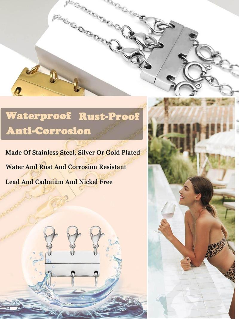 Magnetic Necklace Clasp, Stainless Steel Clasp, Fashionable Jewelry Accessories for Women & Girls, Trendy All-match & Exquisite Jewelry for Birthday Gift