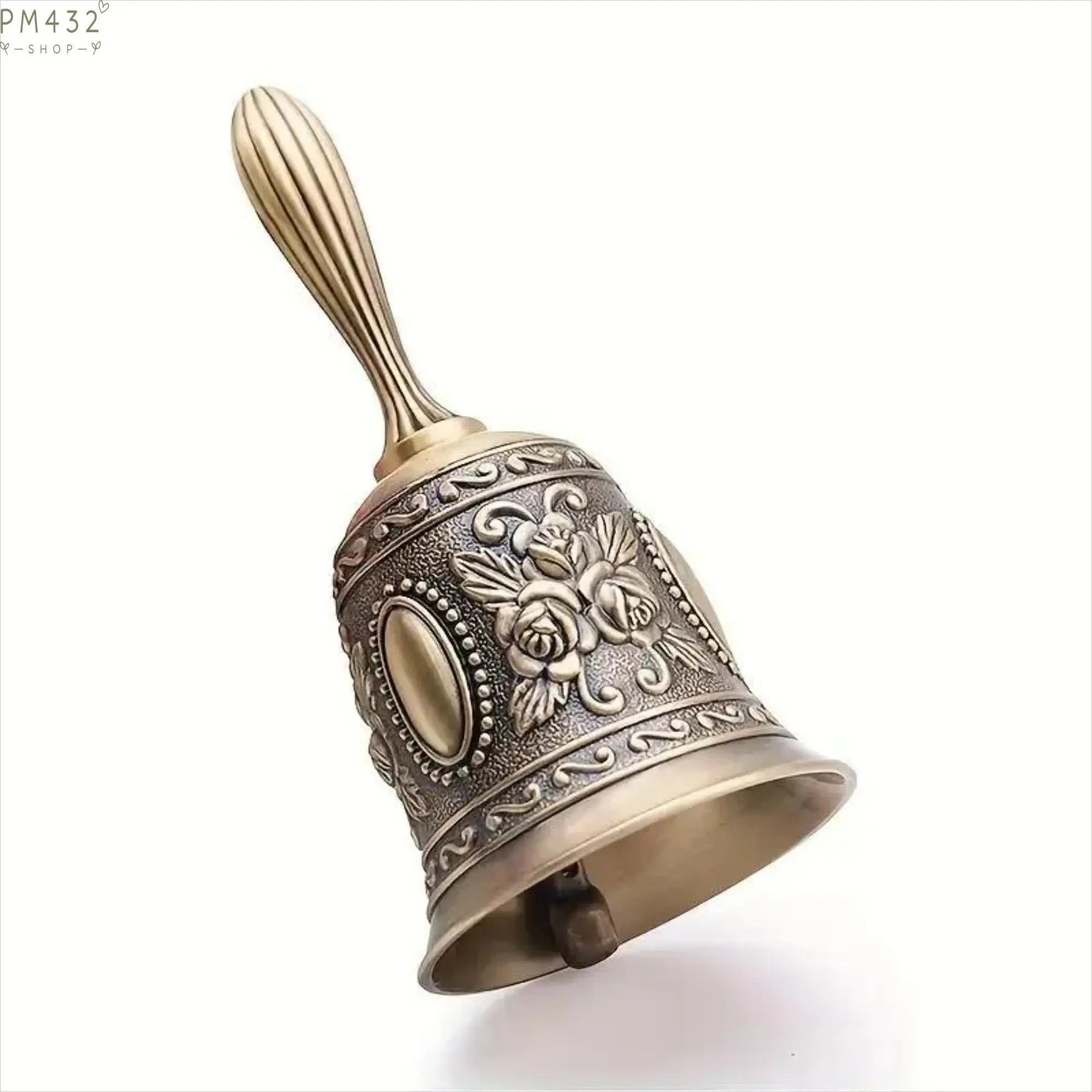 Vintage Brass Hand Bell with Wooden Handle, Classic Decorative Call Bell for Wedding Ceremony, Party & Events, Retro Percussion Instrument for Adults, Elegant Table Bell Ornament, Birthday Celebration Accessory & Gift Idea