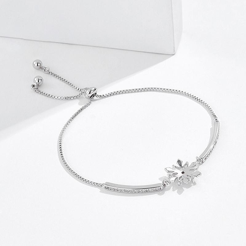 S925 Sterling Silver Snowflake Tennis Bracelets For Women,Cubic Zirconia Bracelet with Adjustable Chain, Anniversary, Birthday, Mother Day, Women' s Day Bracelet