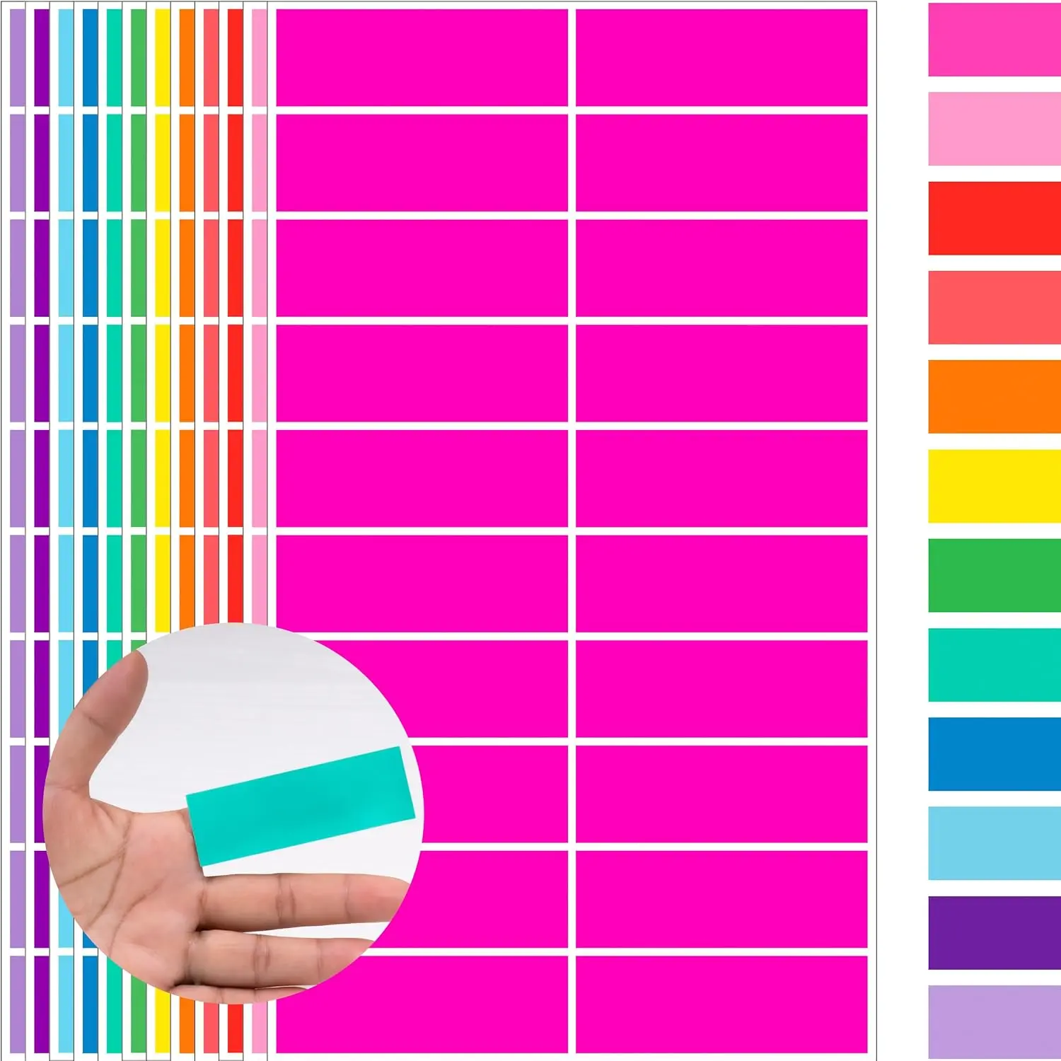 Colored Label Sticker in 12 Colors,3 x 1 Inch Rectangle Color- Coding Labels,Self-Adhesive Color Stickers for Inventory,Office - 480 Pack