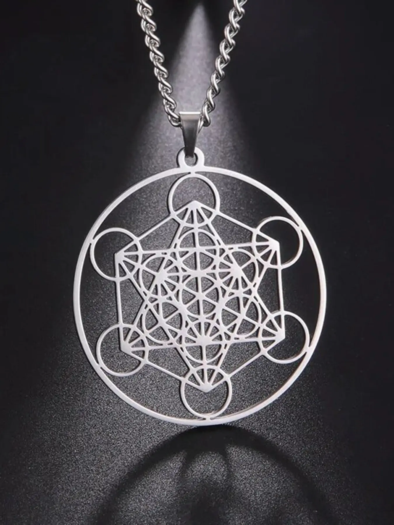 Archangel Metatron Pendant Chain Necklace Stainless Steel Sacred Geometry Hexagram Jewelry Accessories